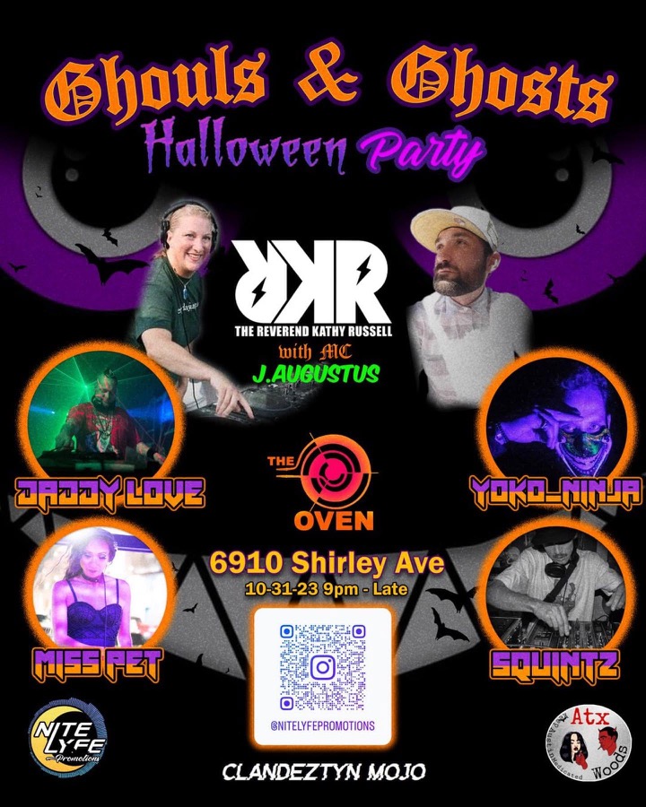 Ghouls & Ghosts Halloween Party — past event recap poster, The Oven, Austin TX